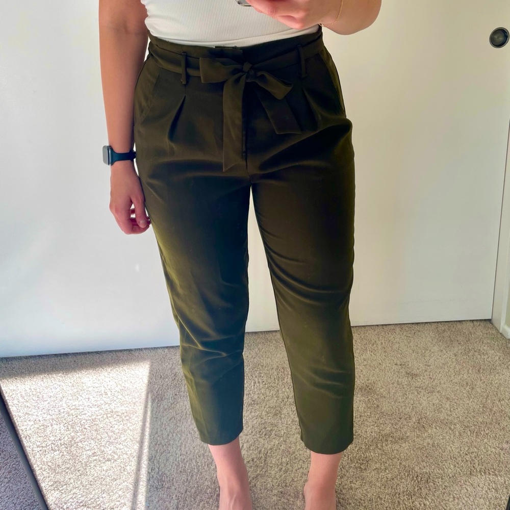 Olive Tie Front Dress Pant